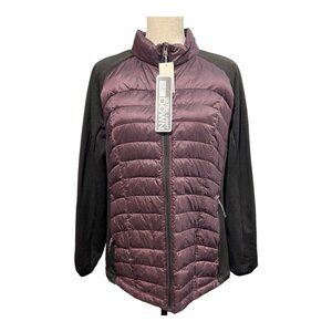 32 Heat Womens XXL Ultra Light 32 Down Quilted Jacket Coat Knit Sleeves Purple